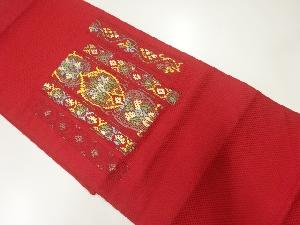 縞に花更紗模様織出し名古屋帯